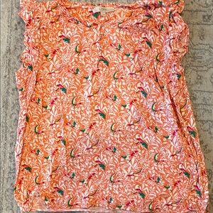 LOFT Orange, green, pink, yellow tropical Blouse